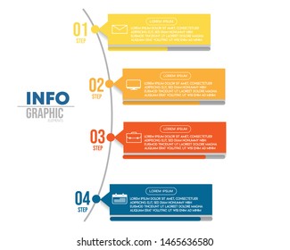 Infographic element with icons and 4 options or steps. Can be used for process, presentation, diagram, workflow layout, info graph, web design. Vector illustration.