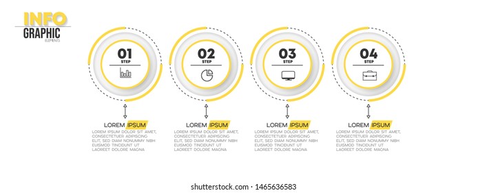 Infographic element with icons and 4 options or steps. Can be used for process, presentation, diagram, workflow layout, info graph, web design. Vector illustration.