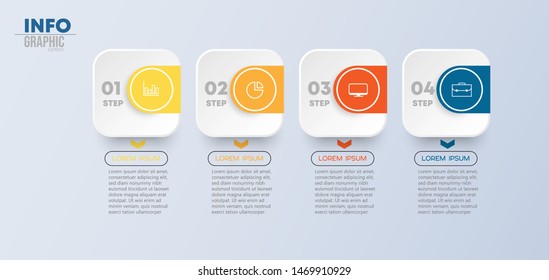 Infographic element with icons and 4 options or steps. Can be used for process, presentation, diagram, workflow layout, info graph, web design. Vector illustration.
