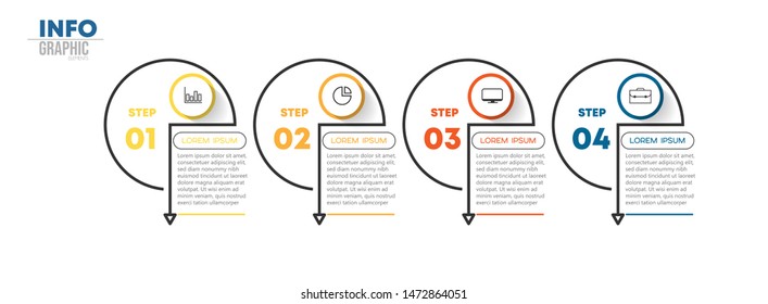 Infographic element with icons and 4 options or steps. Can be used for process, presentation, diagram, workflow layout, info graph, web design. Vector illustration.