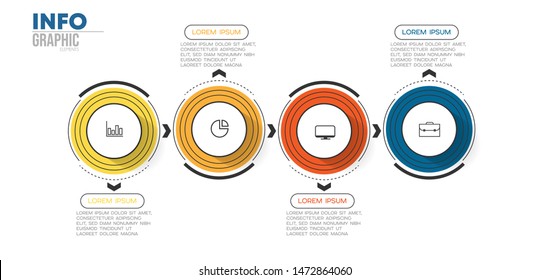 Infographic element with icons and 4 options or steps. Can be used for process, presentation, diagram, workflow layout, info graph, web design. Vector illustration.
