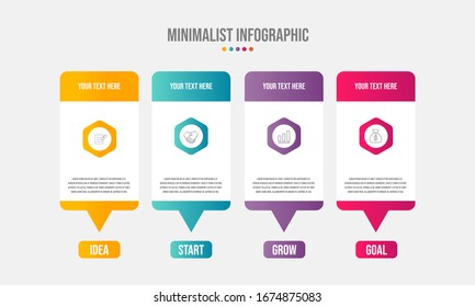 Infographic element with icons and 4 options or steps. Can be used for process, presentation, diagram, workflow layout, info graph, web design. Vector illustration.