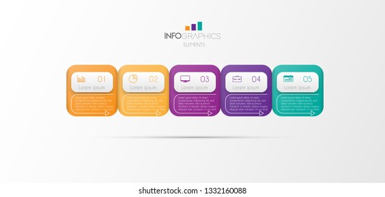 Infographic element with icons and 5 options or step. Can be used for process, presentation, diagram, workflow layout, info graph, web design. Vector illustration.