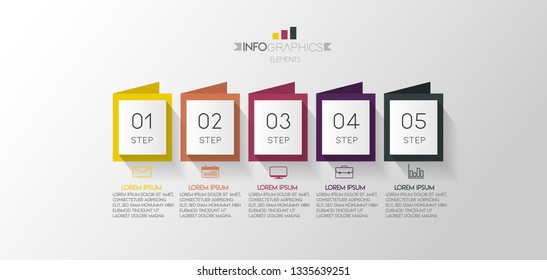 Infographic element with icons and 5 options or step. Can be used for process, presentation, diagram, workflow layout, info graph, web design. Vector illustration.