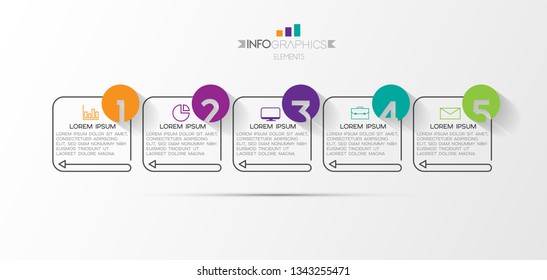 Infographic element with icons and 5 options or step. Can be used for process, presentation, diagram, workflow layout, info graph, web design. Vector illustration.