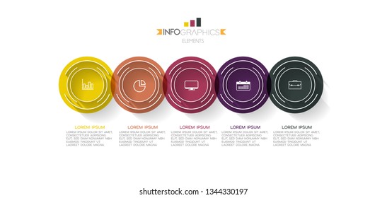 Infographic element with icons and 5 options or step. Can be used for process, presentation, diagram, workflow layout, info graph, web design. Vector illustration.