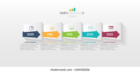 Infographic element with icons and 5 options or step. Can be used for process, presentation, diagram, workflow layout, info graph, web design. Vector illustration.