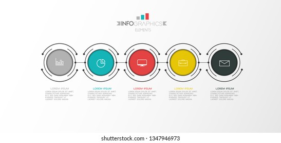 Infographic element with icons and 5 options or step. Can be used for process, presentation, diagram, workflow layout, info graph, web design. Vector illustration.