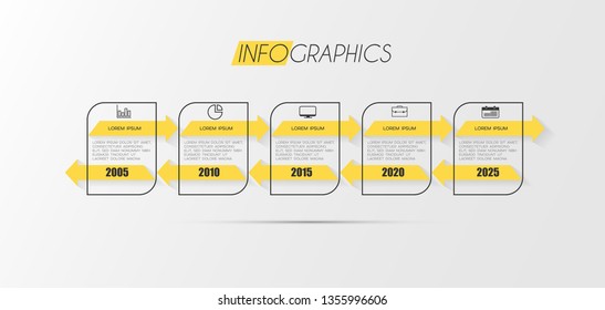 Infographic element with icons and 5 options or step. Can be used for process, presentation, diagram, workflow layout, info graph, web design. Vector illustration.