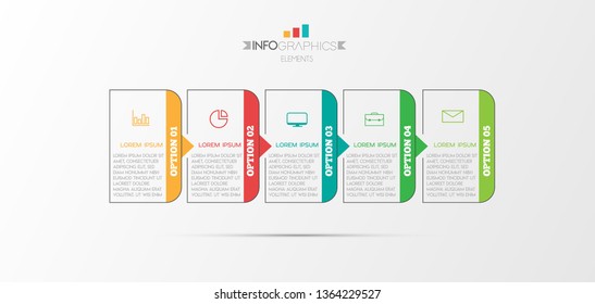 Infographic element with icons and 5 options or step. Can be used for process, presentation, diagram, workflow layout, info graph, web design. Vector illustration.