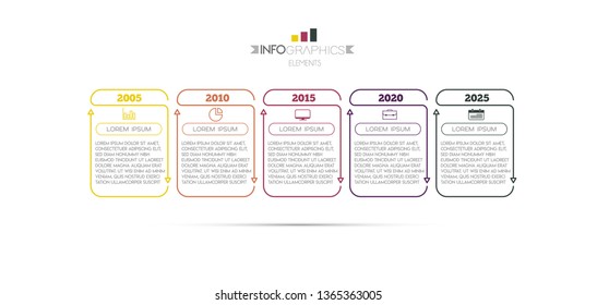 Infographic element with icons and 5 options or step. Can be used for process, presentation, diagram, workflow layout, info graph, web design. Vector illustration.