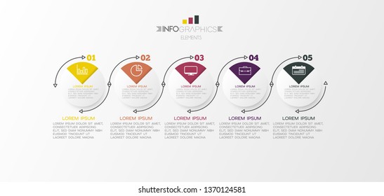 Infographic element with icons and 5 options or step. Can be used for process, presentation, diagram, workflow layout, info graph, web design. Vector illustration.