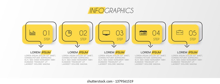 Infographic element with icons and 5 options or step. Can be used for process, presentation, diagram, workflow layout, info graph, web design. Vector illustration.