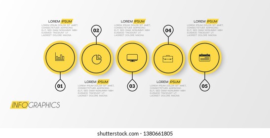 Infographic element with icons and 5 options or step. Can be used for process, presentation, diagram, workflow layout, info graph, web design. Vector illustration.