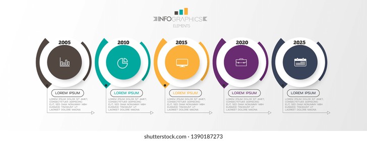 Infographic element with icons and 5 options or step. Can be used for process, presentation, diagram, workflow layout, info graph, web design. Vector illustration.