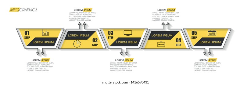 Infographic element with icons and 5 options or steps. Can be used for process, presentation, diagram, workflow layout, info graph, web design. Vector illustration.