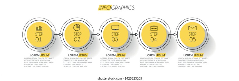 Infographic element with icons and 5 options or steps. Can be used for process, presentation, diagram, workflow layout, info graph, web design. Vector illustration.