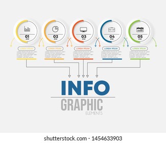 Infographic element with icons and 5 options or steps. Can be used for process, presentation, diagram, workflow layout, info graph, web design. Vector illustration.
