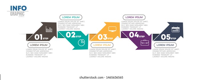 Infographic element with icons and 5 options or steps. Can be used for process, presentation, diagram, workflow layout, info graph, web design. Vector illustration.