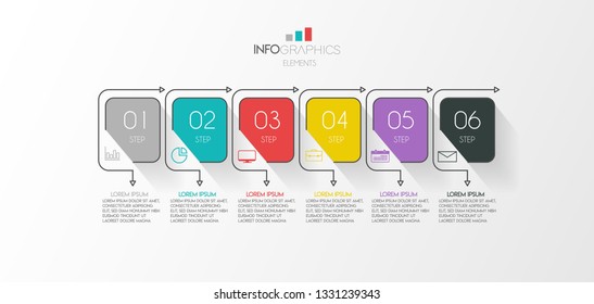 Infographic element with icons and 6 options or step. Can be used for process, presentation, diagram, workflow layout, info graph, web design. Vector illustration.