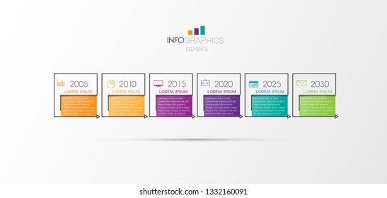Infographic element with icons and 6 options or step. Can be used for process, presentation, diagram, workflow layout, info graph, web design. Vector illustration.