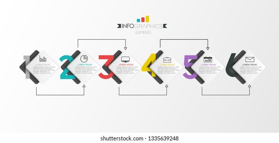 Infographic element with icons and 6 options or step. Can be used for process, presentation, diagram, workflow layout, info graph, web design. Vector illustration.
