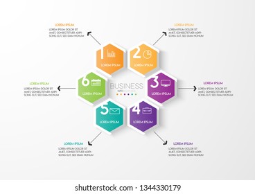 Infographic element with icons and 6 options or step. Can be used for process, presentation, diagram, workflow layout, info graph, web design. Vector illustration.