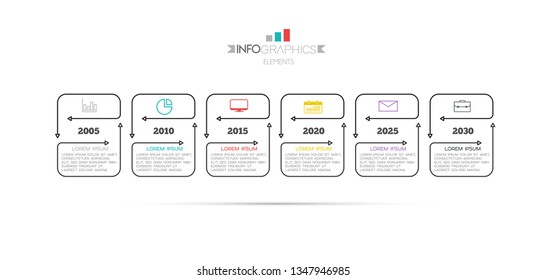 Infographic element with icons and 6 options or step. Can be used for process, presentation, diagram, workflow layout, info graph, web design. Vector illustration.