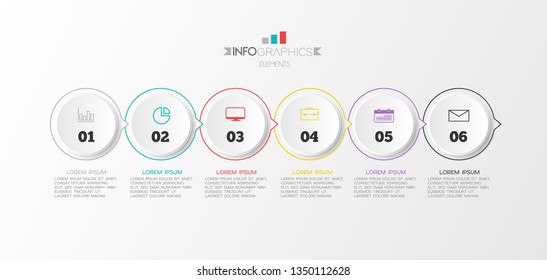Infographic element with icons and 6 options or step. Can be used for process, presentation, diagram, workflow layout, info graph, web design. Vector illustration.