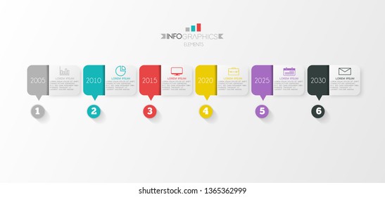 Infographic element with icons and 6 options or step. Can be used for process, presentation, diagram, workflow layout, info graph, web design. Vector illustration.