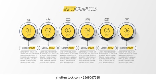 Infographic element with icons and 6 options or step. Can be used for process, presentation, diagram, workflow layout, info graph, web design. Vector illustration.