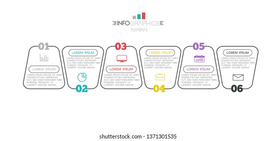 Infographic element with icons and 6 options or step. Can be used for process, presentation, diagram, workflow layout, info graph, web design. Vector illustration.