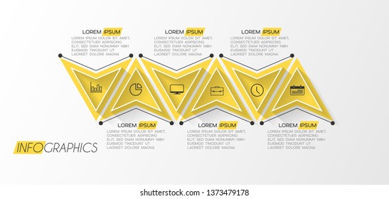 Infographic element with icons and 6 options or step. Can be used for process, presentation, diagram, workflow layout, info graph, web design. Vector illustration.