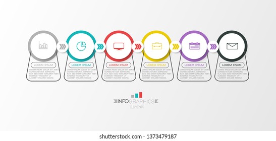 Infographic element with icons and 6 options or step. Can be used for process, presentation, diagram, workflow layout, info graph, web design. Vector illustration.