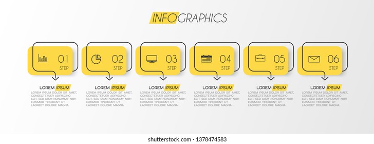 Infographic element with icons and 6 options or step. Can be used for process, presentation, diagram, workflow layout, info graph, web design. Vector illustration.