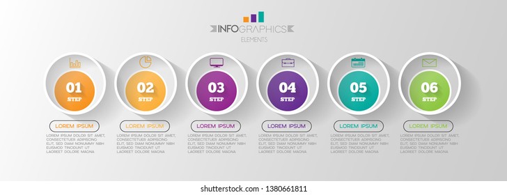 Infographic element with icons and 6 options or step. Can be used for process, presentation, diagram, workflow layout, info graph, web design. Vector illustration.