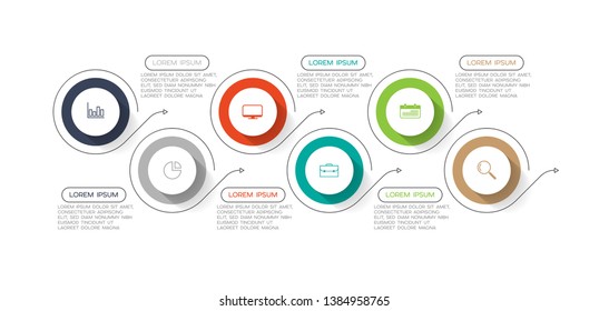 Infographic element with icons and 6 options or step. Can be used for process, presentation, diagram, workflow layout, info graph, web design. Vector illustration.