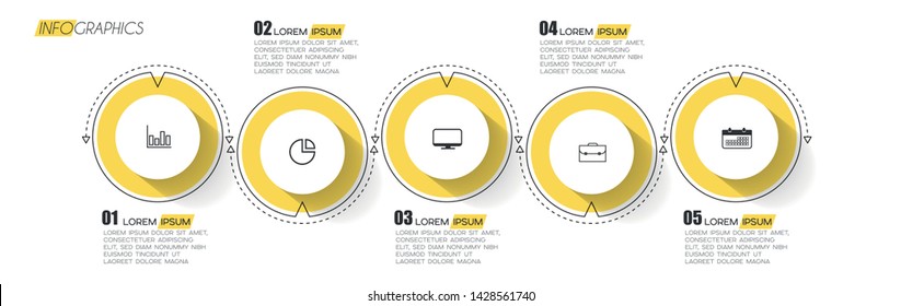 Infographic element with icons and 6 options or steps. Can be used for process, presentation, diagram, workflow layout, info graph, web design. Vector illustration.