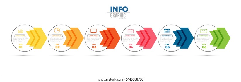 Infographic element with icons and 6 options or steps. Can be used for process, presentation, diagram, workflow layout, info graph, web design. Vector illustration.