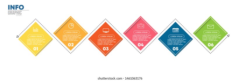 Infographic element with icons and 6 options or steps. Can be used for process, presentation, diagram, workflow layout, info graph, web design. Vector illustration.