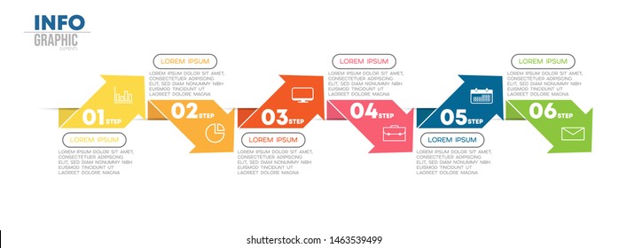 Infographic element with icons and 6 options or steps. Can be used for process, presentation, diagram, workflow layout, info graph, web design. Vector illustration.