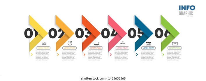 Infographic element with icons and 6 options or steps. Can be used for process, presentation, diagram, workflow layout, info graph, web design. Vector illustration.