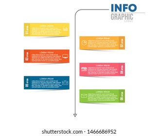 Infographic element with icons and 6 options or steps. Can be used for process, presentation, diagram, workflow layout, info graph, web design. Vector illustration.