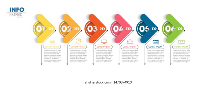 Infographic element with icons and 6 options or steps. Can be used for process, presentation, diagram, workflow layout, info graph, web design. Vector illustration.