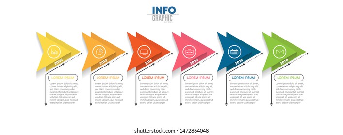 Infographic element with icons and 6 options or steps. Can be used for process, presentation, diagram, workflow layout, info graph, web design. Vector illustration.