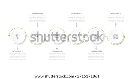 Infographic element with icons and 6 options or steps. Can be used for process, presentation, diagram, workflow layout, info graph, web design. Vector illustration.