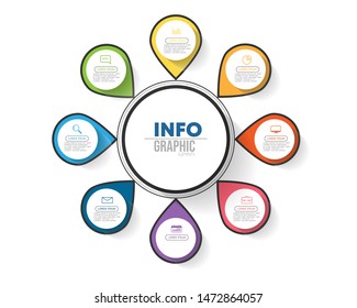 Infographic element with icons and 8 options or steps. Can be used for process, presentation, diagram, workflow layout, info graph, web design. Vector illustration.