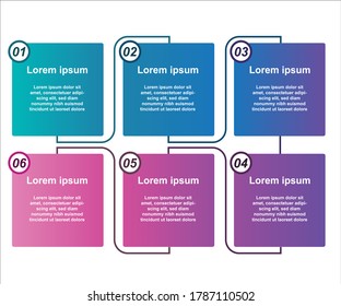 Infographic element line design table. Step by step with 6 options.