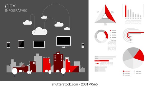 Infographic element with red highlight color. modern contemporary vector illustration. 