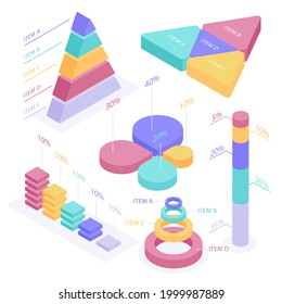 Infographic element set. Business information graph, economic graphic, diagram, growth chart. Presentation template. Web data analysis, marketing infograph construction. Vector illustration.